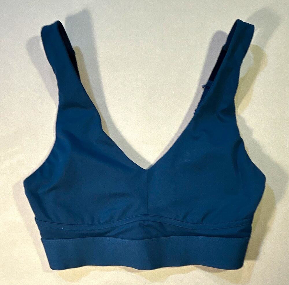 Fabletics Blue Wireless Sports Bra Medium Support Adjustable Wide Straps Size M
